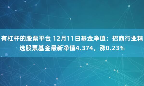 有杠杆的股票平台 12月11日基金净值：招商行业精选股票基金最新净值4.374，涨0.23%