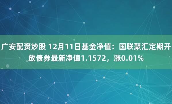 广安配资炒股 12月11日基金净值：国联聚汇定期开放债券最新净值1.1572，涨0.01%