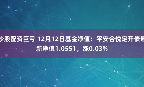 炒股配资巨亏 12月12日基金净值：平安合悦定开债最新净值1.0551，涨0.03%